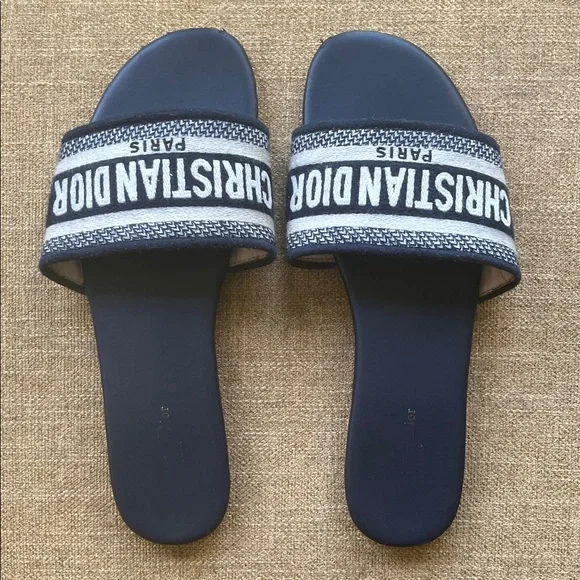 Christian Dior DWay Slides Navy Size 40 - Picture 2 of 7